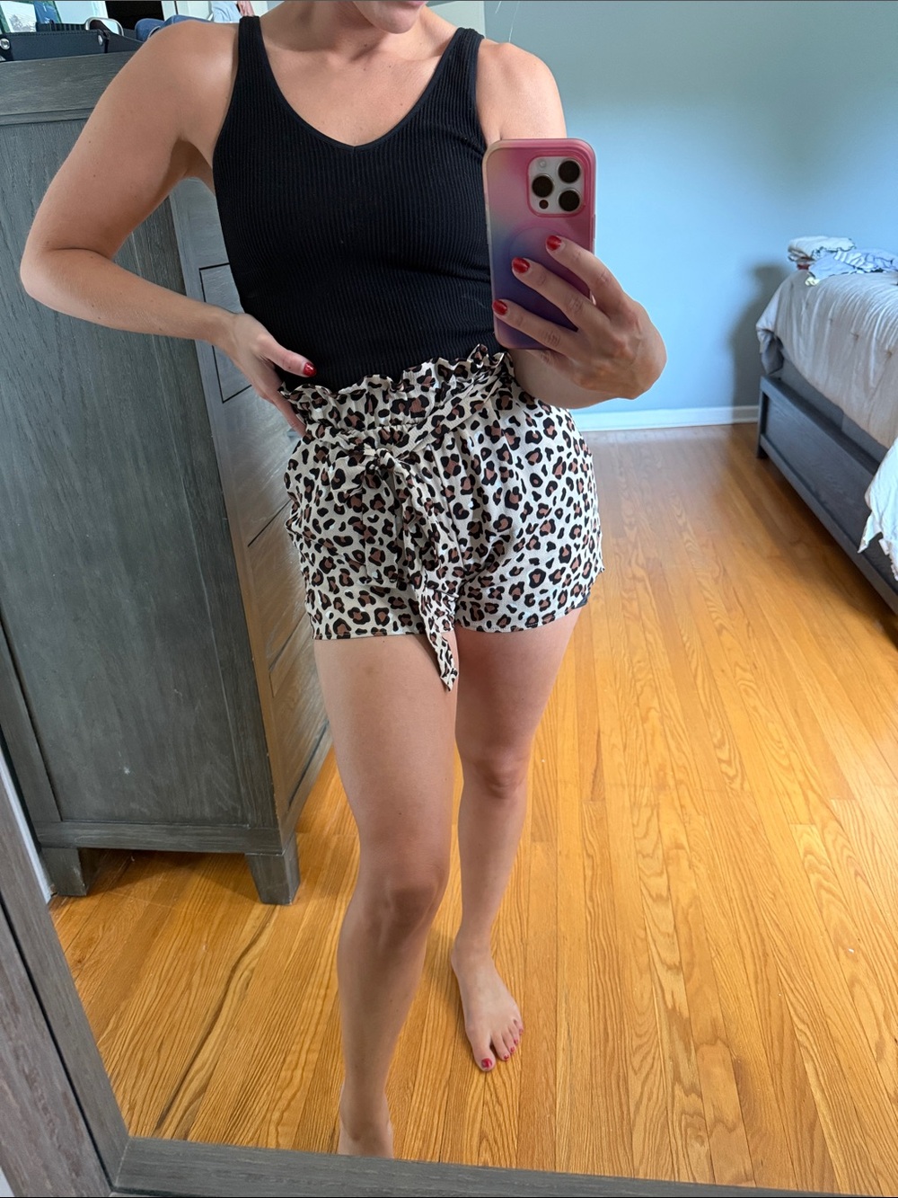 Women's Leopard Print Tie Shorts